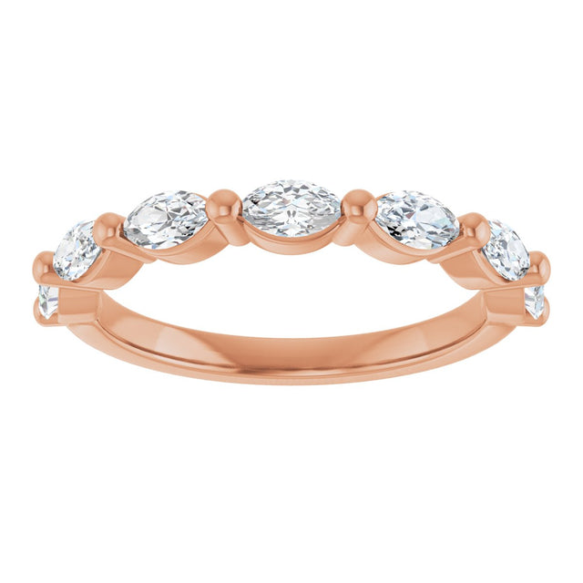 14K Gold Marquise Lab-Grown Diamond Shared-Prong Anniversary Band – 1/4–3/4 CTW - Rose Gold - view 3