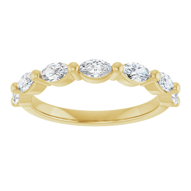 14K Gold Marquise Lab-Grown Diamond Shared-Prong Anniversary Band – 1/4–3/4 CTW - Yellow Gold - view 3