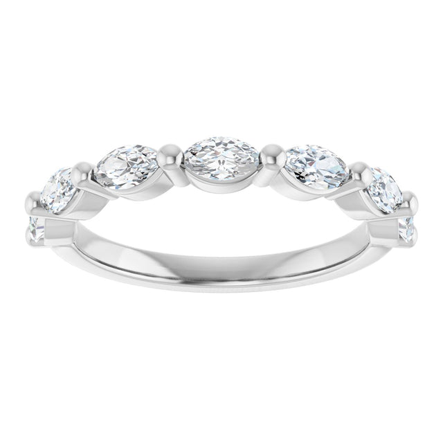 14K Gold Marquise Lab-Grown Diamond Shared-Prong Anniversary Band – 1/4–3/4 CTW - White Gold - view 3