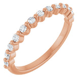 14K Gold Round Natural Diamond Shared-Prong Anniversary Band – 1/5–9/10 CTW - Rose Gold