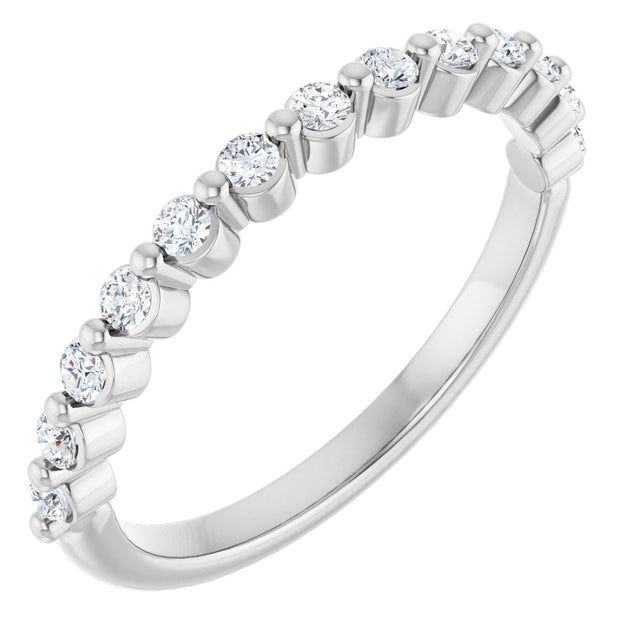 10K Gold Round Natural Diamond Shared-Prong Anniversary Band – 1/5–5/8 CTW - White Gold