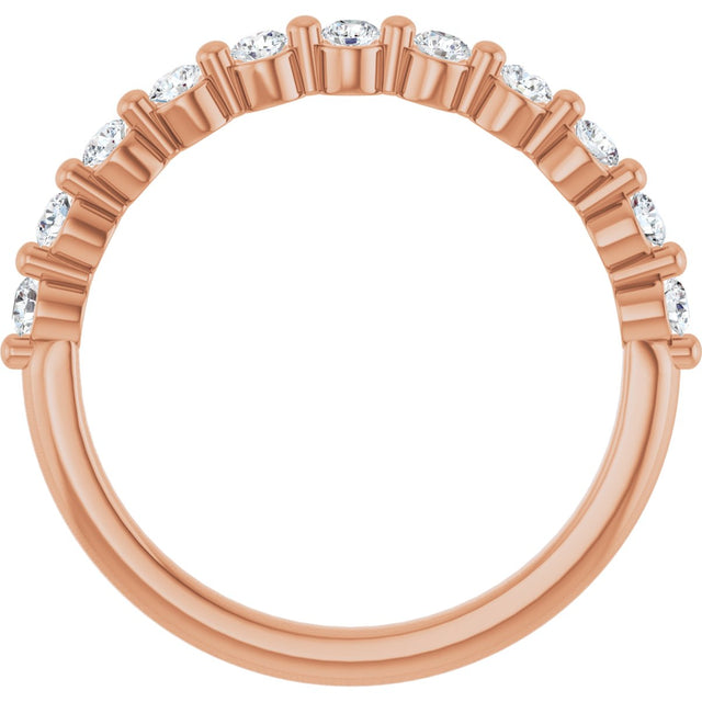 10K Gold Round Lab-Grown Diamond Shared-Prong Anniversary Band – 1/5–5/8 CTW - Rose Gold - view 2