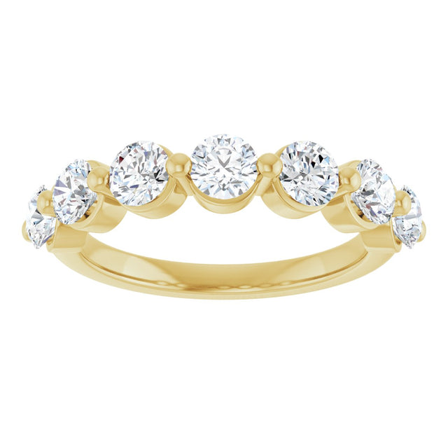 10K Gold Round Natural Diamond Shared-Prong Anniversary Band – 3/4–1 1/2 CTW - Yellow Gold - view 3
