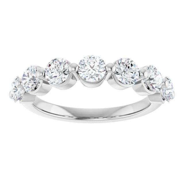 10K Gold Round Lab-Grown Diamond Shared-Prong Anniversary Band – 9/10–1 1/3 CTW - White Gold - view 3