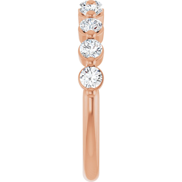10K Gold Round Lab-Grown Diamond Shared-Prong Anniversary Band – 1/5–5/8 CTW - Rose Gold - view 4