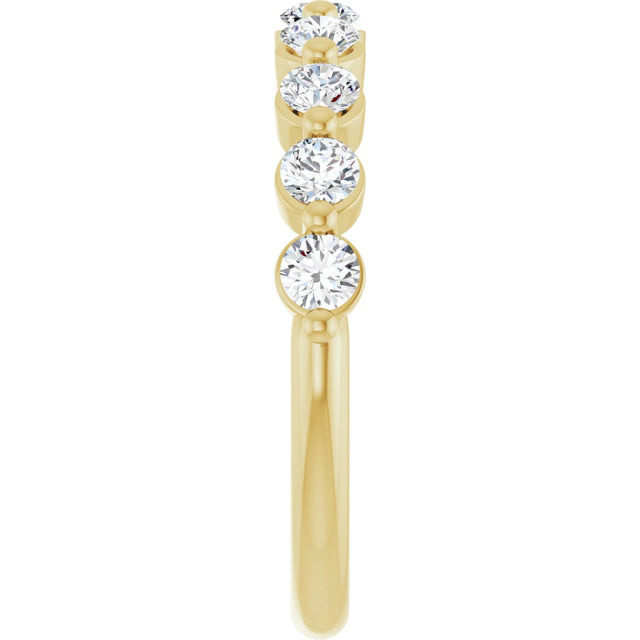 10K Gold Round Lab-Grown Diamond Shared-Prong Anniversary Band – 1/5–5/8 CTW - Yellow Gold - view 4