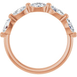 10K Gold Oval Natural Diamond Shared-Prong Anniversary Band – 1 1/3–1 7/8 CTW - Rose Gold - view 2