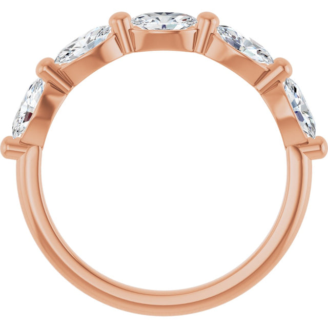 10K Gold Oval Natural Diamond Shared-Prong Anniversary Band – 1 1/3–1 7/8 CTW - Rose Gold - view 2