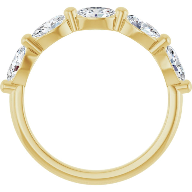 10K Gold Oval Natural Diamond Shared-Prong Anniversary Band – 1 1/3–1 7/8 CTW - Yellow Gold - view 2