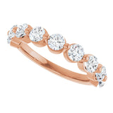 10K Gold Round Natural Diamond Shared-Prong Anniversary Band – 3/4–1 1/2 CTW - Rose Gold - view 5