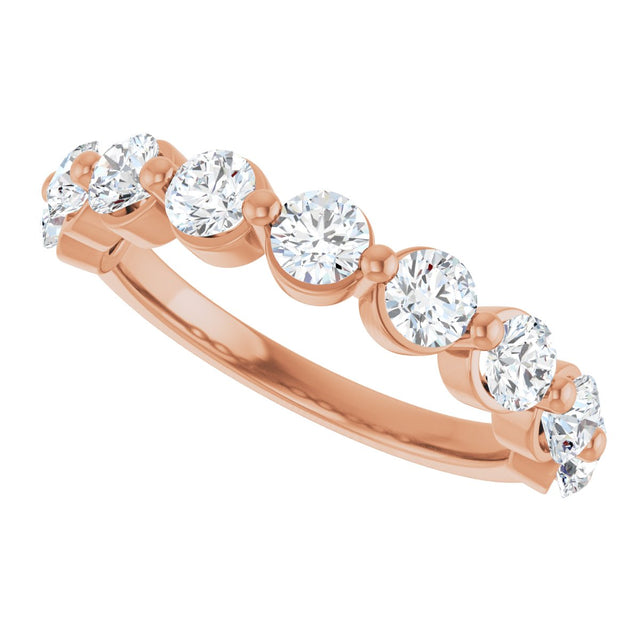 10K Gold Round Natural Diamond Shared-Prong Anniversary Band – 3/4–1 1/2 CTW - Rose Gold - view 5