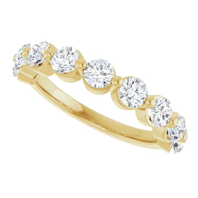 10K Gold Round Natural Diamond Shared-Prong Anniversary Band – 3/4–1 1/2 CTW - Yellow Gold - view 5