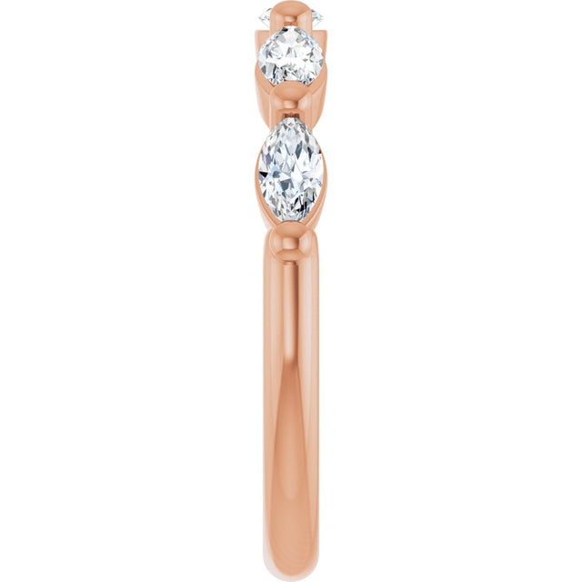 14K Gold Marquise Lab-Grown Diamond Shared-Prong Anniversary Band – 1/4–3/4 CTW - Rose Gold - view 4