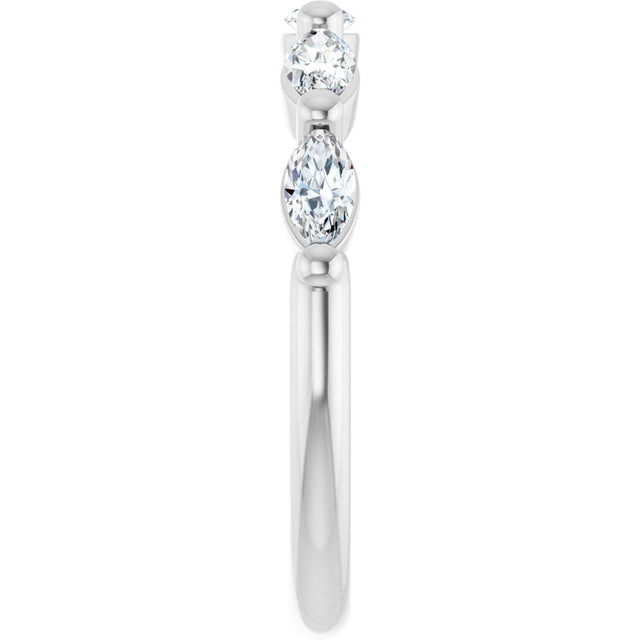 14K Gold Marquise Lab-Grown Diamond Shared-Prong Anniversary Band – 1/4–3/4 CTW - White Gold - view 4