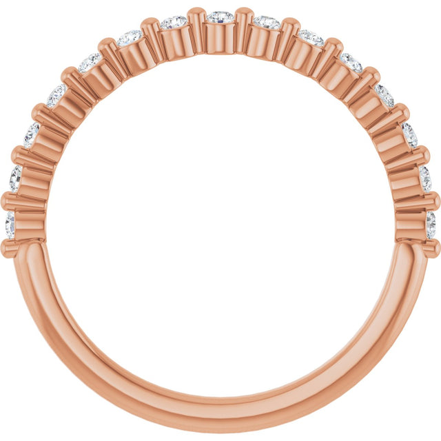 10K Gold Round Natural Diamond Shared-Prong Anniversary Band – 1/5–5/8 CTW - Rose Gold - view 2