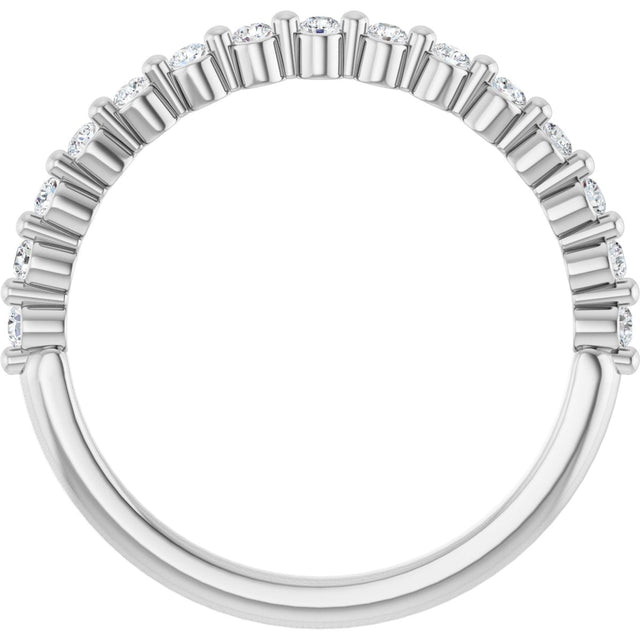 10K Gold Round Lab-Grown Diamond Shared-Prong Anniversary Band – 1/5–5/8 CTW - White Gold - view 2