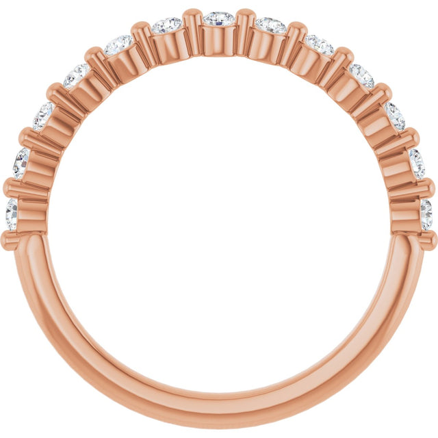 10K Gold Round Lab-Grown Diamond Shared-Prong Anniversary Band – 1/5–5/8 CTW - Rose Gold - view 2