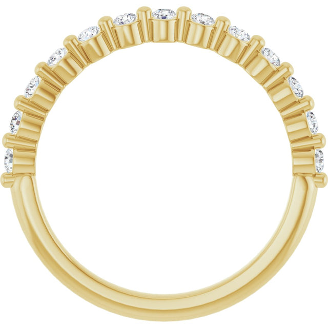 10K Gold Round Lab-Grown Diamond Shared-Prong Anniversary Band – 1/5–5/8 CTW - Yellow Gold - view 2