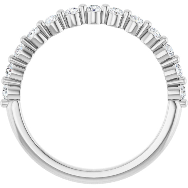 10K Gold Round Natural Diamond Shared-Prong Anniversary Band – 1/5–5/8 CTW - White Gold - view 2