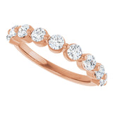 10K Gold Round Natural Diamond Shared-Prong Anniversary Band – 3/4–1 1/2 CTW - Rose Gold - view 5