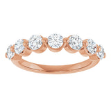 10K Gold Round Natural Diamond Shared-Prong Anniversary Band – 3/4–1 1/2 CTW - Rose Gold - view 3