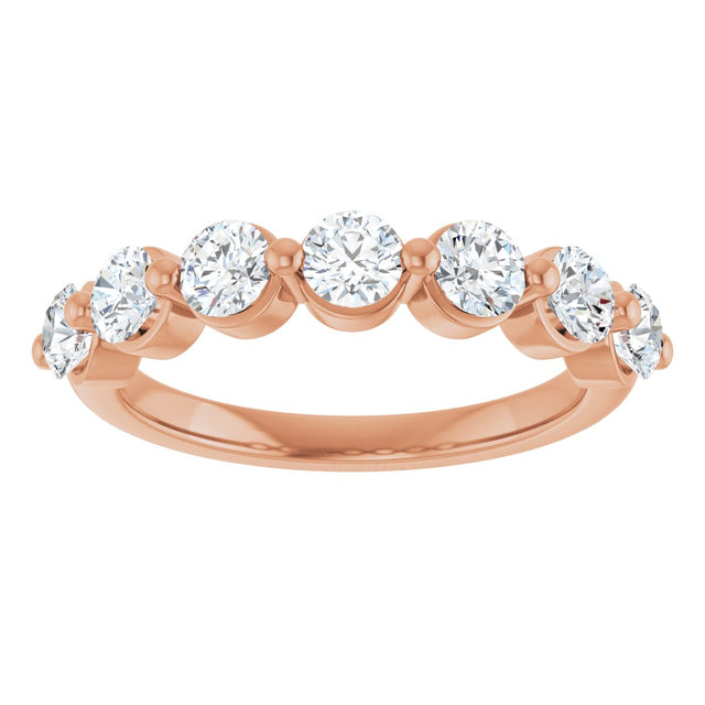 14K Gold Round Lab-Grown Diamond Shared-Prong Anniversary Band – 3.5 mm Stones - Rose Gold - view 3