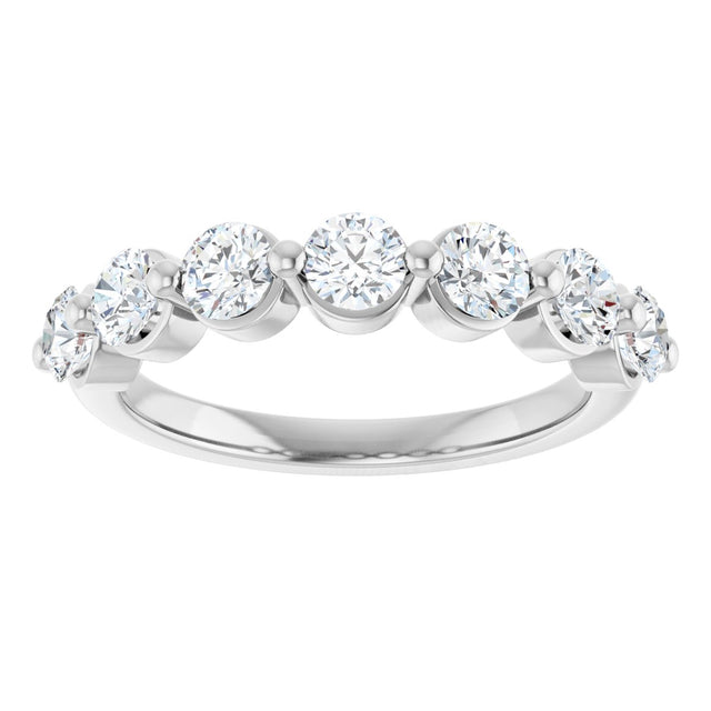 Platinum Round Lab-Grown Diamond Shared-Prong Anniversary Band – 3.5 mm Stones - view 3