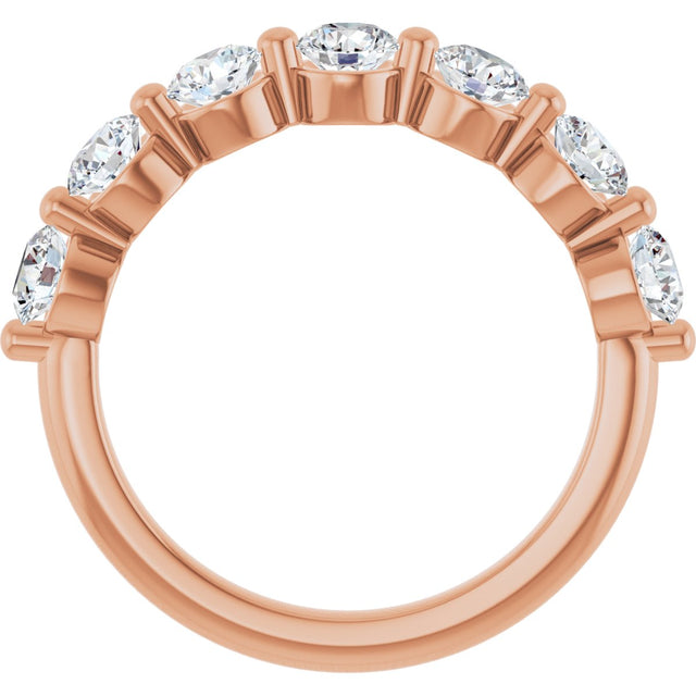10K Gold Round Natural Diamond Shared-Prong Anniversary Band – 3/4–1 1/2 CTW - Rose Gold - view 2