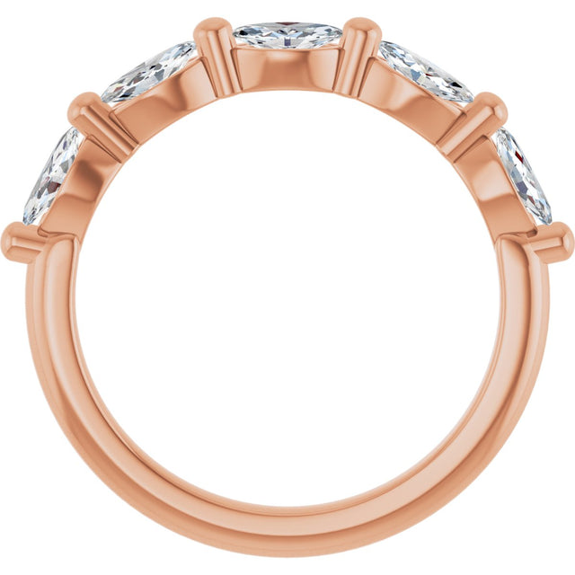 14K Gold Marquise Lab-Grown Diamond Shared-Prong Anniversary Band – 1/4–3/4 CTW - Rose Gold - view 2
