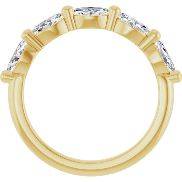 14K Gold Marquise Lab-Grown Diamond Shared-Prong Anniversary Band – 1/4–3/4 CTW - Yellow Gold - view 2
