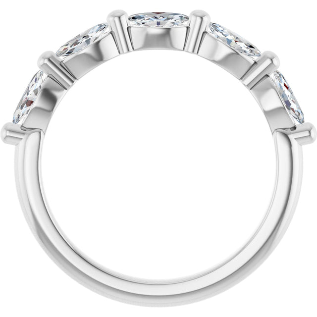 Platinum Marquise Natural Diamond Shared-Prong Anniversary Band – 1/4–1 CTW - view 2