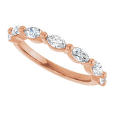 14K Gold Marquise Lab-Grown Diamond Shared-Prong Anniversary Band – 1/4–3/4 CTW - Rose Gold - view 5