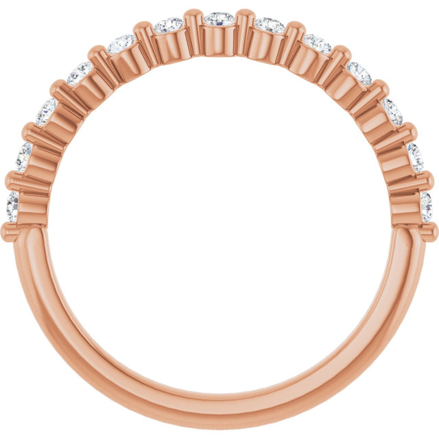 10K Gold Round Lab-Grown Diamond Shared-Prong Anniversary Band – 1/5–5/8 CTW - Rose Gold - view 2