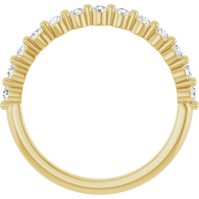 10K Gold Round Natural Diamond Shared-Prong Anniversary Band – 1/5–5/8 CTW - Yellow Gold - view 2