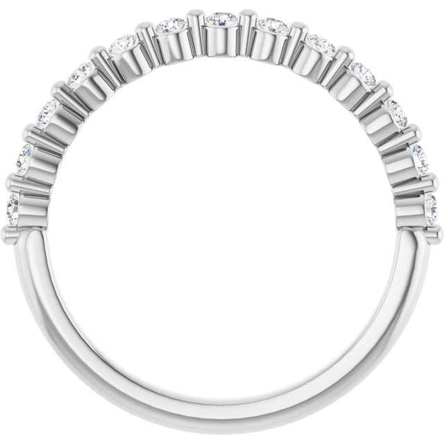 10K Gold Round Lab-Grown Diamond Shared-Prong Anniversary Band – 1/5–5/8 CTW - White Gold - view 2