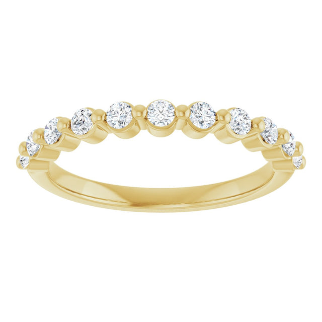 10K Gold Round Lab-Grown Diamond Shared-Prong Anniversary Band – 1/5–5/8 CTW - Yellow Gold - view 3