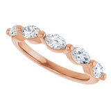 14K Gold Marquise Natural Diamond Shared-Prong Anniversary Band – 1 CTW - Rose Gold - view 5
