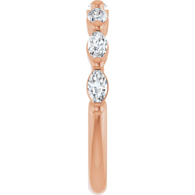 14K Gold Marquise Lab-Grown Diamond Shared-Prong Anniversary Band – 1/4–3/4 CTW - Rose Gold - view 4