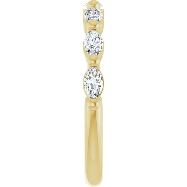 14K Gold Marquise Lab-Grown Diamond Shared-Prong Anniversary Band – 1/4–3/4 CTW - Yellow Gold - view 4