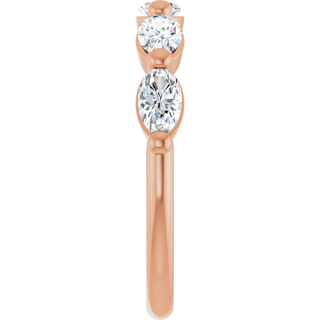 10K Gold Oval Natural Diamond Shared-Prong Anniversary Band – 1 1/3–1 7/8 CTW - Rose Gold - view 4