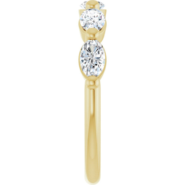 10K Gold Oval Lab-Grown Diamond Shared-Prong Anniversary Band – 9/10–2 CTW - Yellow Gold - view 4