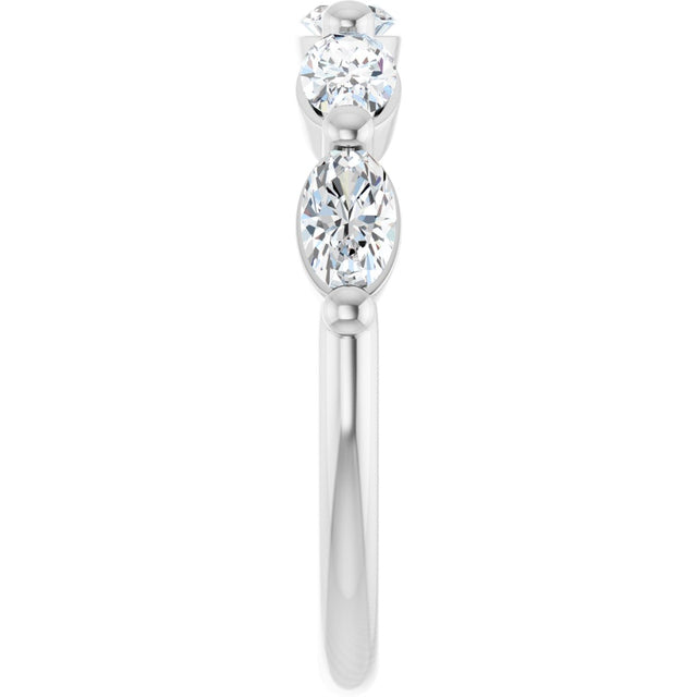 10K Gold Oval Natural Diamond Shared-Prong Anniversary Band – 1 1/3–1 7/8 CTW - White Gold - view 4
