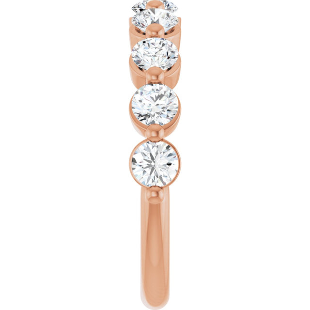 10K Gold Round Natural Diamond Shared-Prong Anniversary Band – 3/4–1 1/2 CTW - Rose Gold - view 4