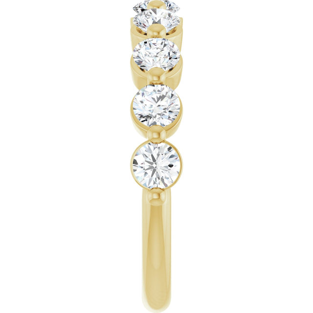 10K Gold Round Natural Diamond Shared-Prong Anniversary Band – 3/4–1 1/2 CTW - Yellow Gold - view 4