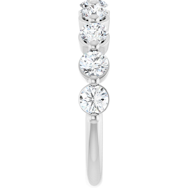 10K Gold Round Lab-Grown Diamond Shared-Prong Anniversary Band – 9/10–1 1/3 CTW - White Gold - view 4