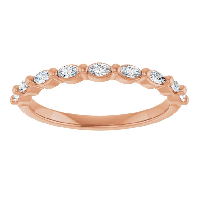 14K Gold Marquise Natural Diamond Shared-Prong Anniversary Band – 1/4–9/10 CTW - Rose Gold - view 3