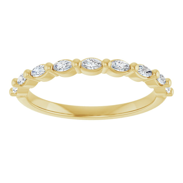14K Gold Marquise Lab-Grown Diamond Shared-Prong Anniversary Band – 1/4–3/4 CTW - Yellow Gold - view 3