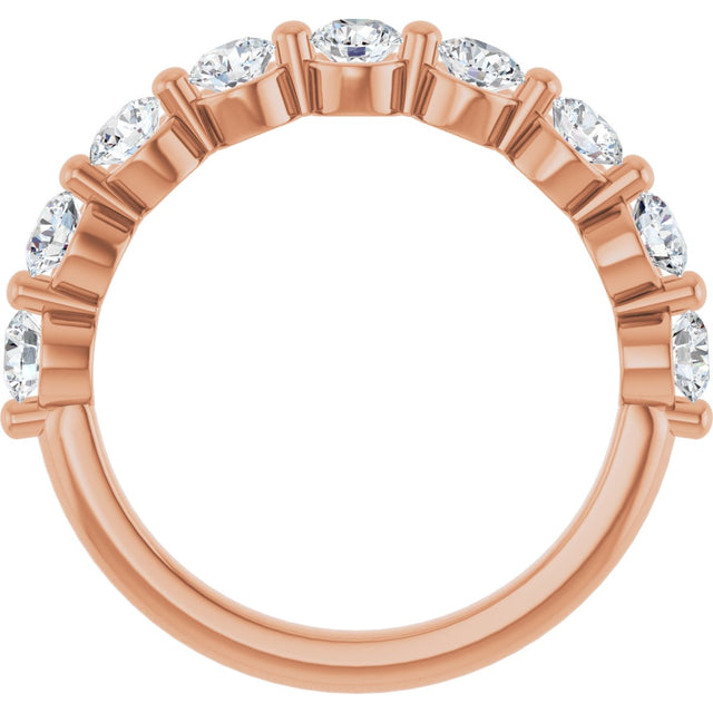 10K Gold Round Natural Diamond Shared-Prong Anniversary Band – 3/4–1 1/2 CTW - Rose Gold - view 2