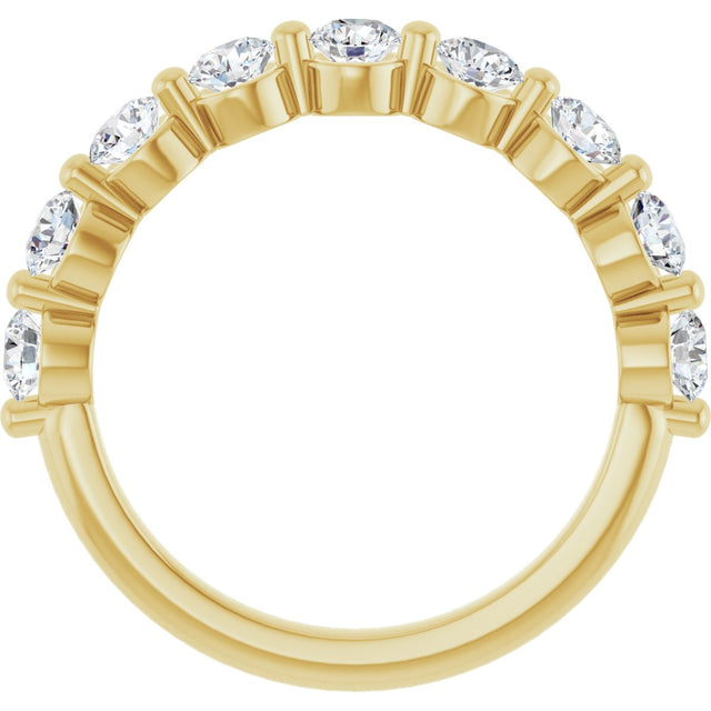 10K Gold Round Natural Diamond Shared-Prong Anniversary Band – 3/4–1 1/2 CTW - Yellow Gold - view 2