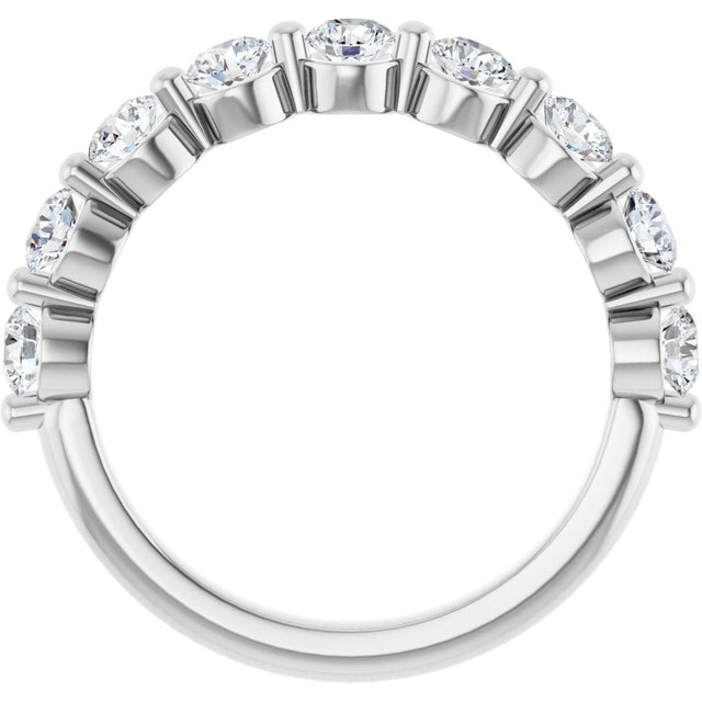 10K Gold Round Lab-Grown Diamond Shared-Prong Anniversary Band – 9/10–1 1/3 CTW - White Gold - view 2